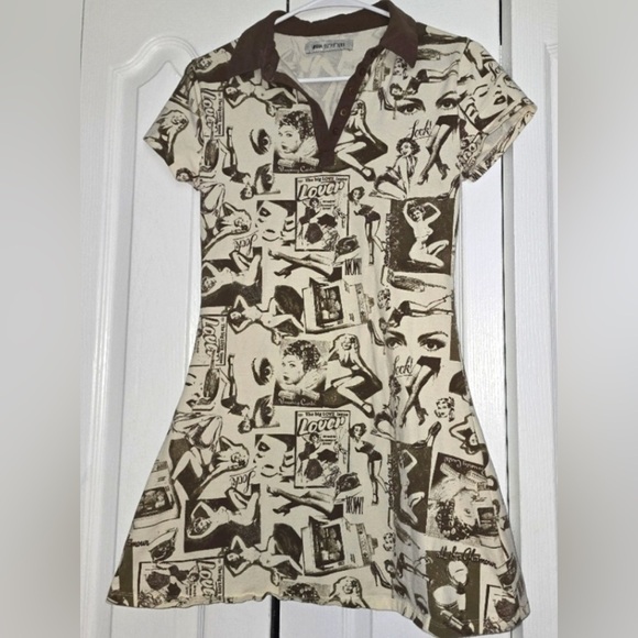 URBAN OUTFITTERS UO Hazel Printed Mini Dress Festival western Pin up Retro Y2K - Picture 6 of 8